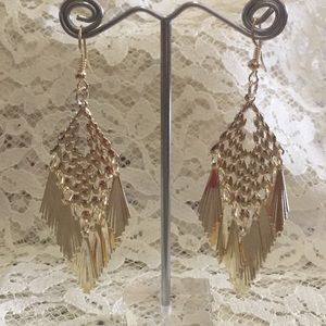 Gold filled triangular shaped dangle earrings